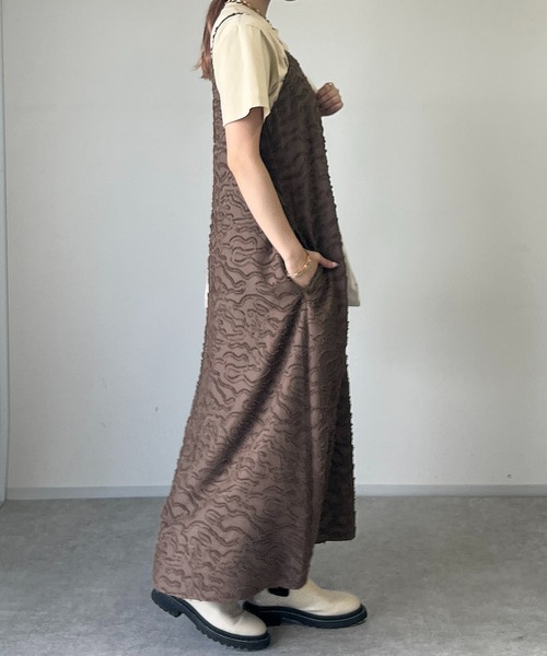 un dix cors（アンディコール）の「フリンジジャガードキャミワンピース（ワンピース・レディース・ブラック/ブラウン・FREE）」の5枚目の写真