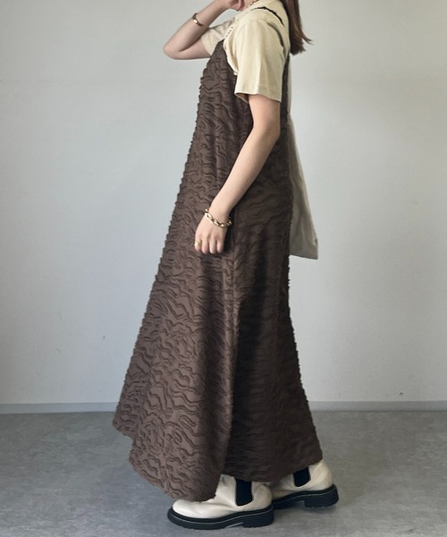 un dix cors（アンディコール）の「フリンジジャガードキャミワンピース（ワンピース・レディース・ブラック/ブラウン・FREE）」の7枚目の写真