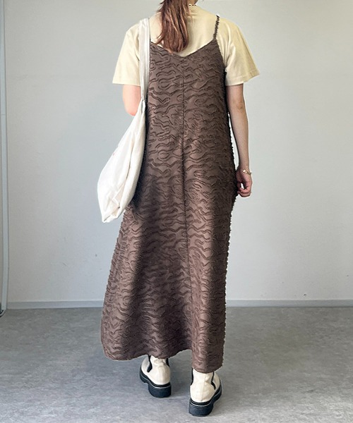 un dix cors（アンディコール）の「フリンジジャガードキャミワンピース（ワンピース・レディース・ブラック/ブラウン・FREE）」の6枚目の写真