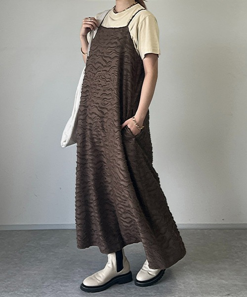 un dix cors（アンディコール）の「フリンジジャガードキャミワンピース（ワンピース・レディース・ブラック/ブラウン・FREE）」の9枚目の写真