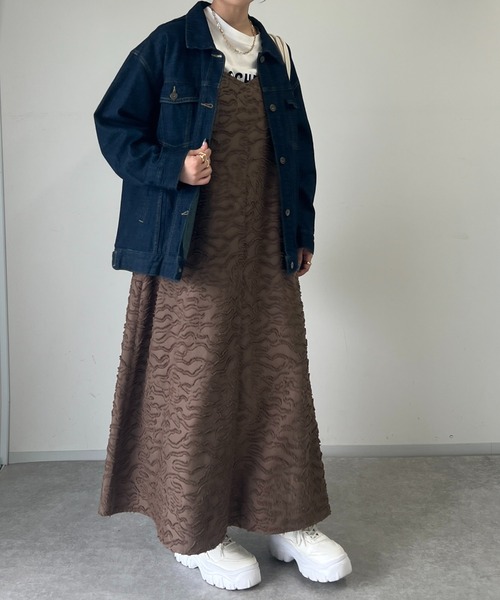 un dix cors（アンディコール）の「フリンジジャガードキャミワンピース（ワンピース・レディース・ブラック/ブラウン・FREE）」の14枚目の写真