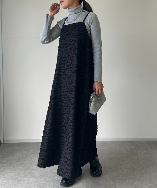 un dix cors（アンディコール）の「フリンジジャガードキャミワンピース（ワンピース・レディース・ブラック/ブラウン・FREE）」の16枚目の写真