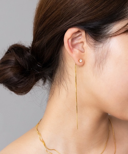 Monocoro toppi（モノコロトッピ）の「ダブル スネーク チェーン ジルコニア ピアス（ピアス（両耳用）・レディース・ゴールド/シルバー・フリー）」の8枚目の写真