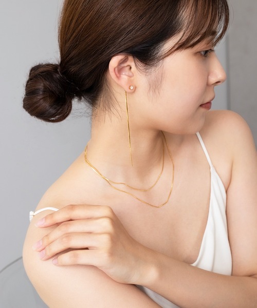 Monocoro toppi（モノコロトッピ）の「ダブル スネーク チェーン ジルコニア ピアス（ピアス（両耳用）・レディース・ゴールド/シルバー・フリー）」の7枚目の写真