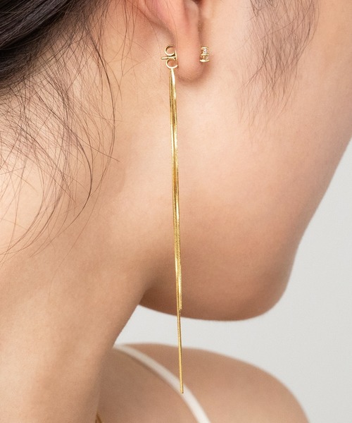 Monocoro toppi（モノコロトッピ）の「ダブル スネーク チェーン ジルコニア ピアス（ピアス（両耳用）・レディース・ゴールド/シルバー・フリー）」の9枚目の写真