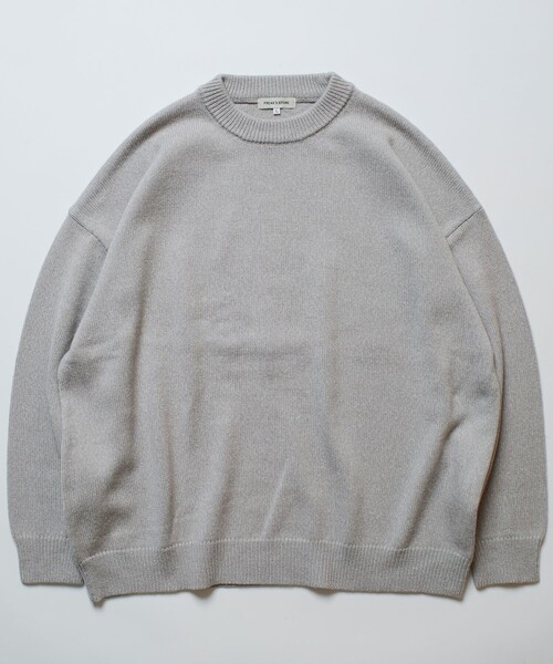FREAK'S STORE（フリークスストア）の「限定展開 ビッグシルエット イージーケア ウォッシャブル クルーネックニット（ニット/セーター・メンズ・ネイビー/グレー/オフホワイト/イエロー/グリーン/ベージュ/ブラック・SMALL/MEDIUM/LARGE）」の9枚目の写真