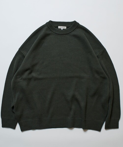 FREAK'S STORE（フリークスストア）の「限定展開 ビッグシルエット イージーケア ウォッシャブル クルーネックニット（ニット/セーター・メンズ・ネイビー/グレー/オフホワイト/イエロー/グリーン/ベージュ/ブラック・SMALL/MEDIUM/LARGE）」の20枚目の写真