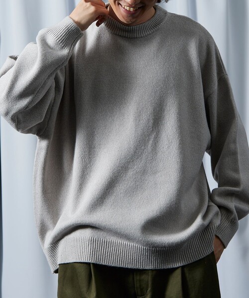 FREAK'S STORE（フリークスストア）の「限定展開 ビッグシルエット イージーケア ウォッシャブル クルーネックニット（ニット/セーター・メンズ・ネイビー/グレー/オフホワイト/イエロー/グリーン/ベージュ/ブラック・SMALL/MEDIUM/LARGE）」の8枚目の写真