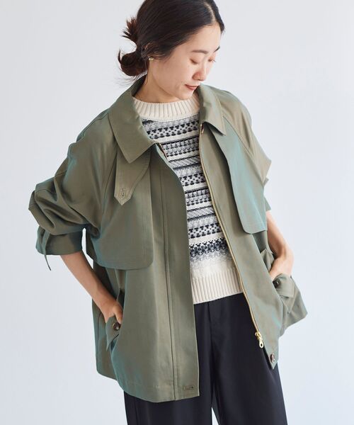 le.coeur blanc（ルクールブラン）の「ツイルショートトレンチ（トレンチコート・レディース・ベージュ/カーキオリーブ・38）」の2枚目の写真