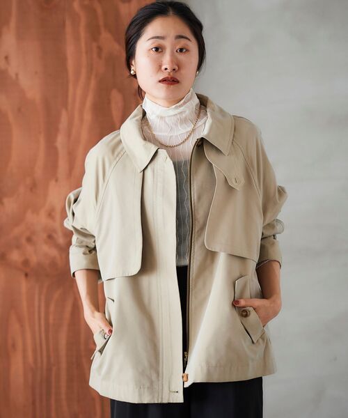 le.coeur blanc（ルクールブラン）の「ツイルショートトレンチ（トレンチコート・レディース・ベージュ/カーキオリーブ・38）」の12枚目の写真