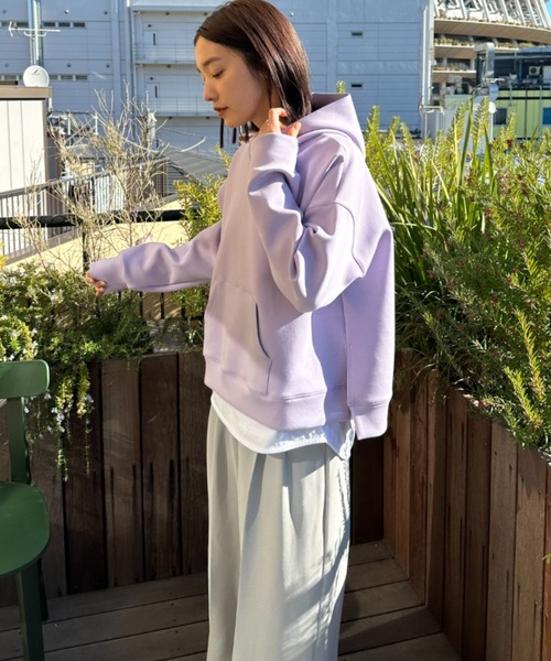 Doux archives（ドゥアルシーヴ）の「［ＷＥＢ限定］ボンディングパーカー×ロングＴシャツ（パーカー・レディース・ブラック/グレー/クリーム/オフホワイト/ラベンダー・FREE）」の5枚目の写真