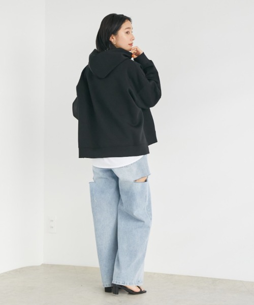 Doux archives（ドゥアルシーヴ）の「［ＷＥＢ限定］ボンディングパーカー×ロングＴシャツ（パーカー・レディース・ブラック/グレー/クリーム/オフホワイト/ラベンダー・FREE）」の10枚目の写真