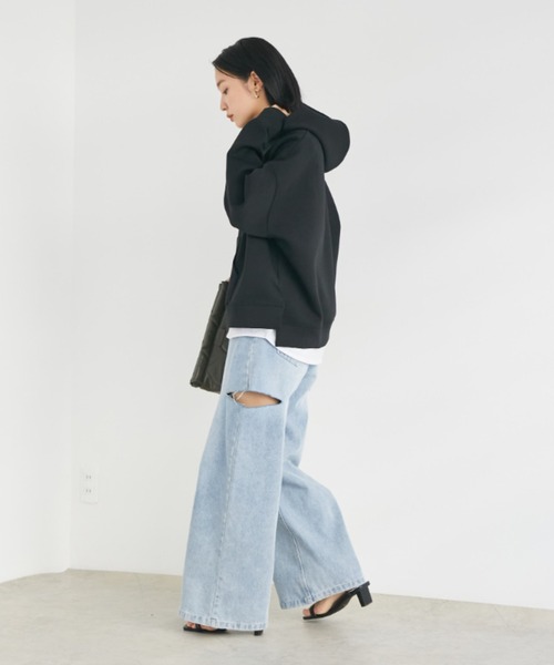 Doux archives（ドゥアルシーヴ）の「［ＷＥＢ限定］ボンディングパーカー×ロングＴシャツ（パーカー・レディース・ブラック/グレー/クリーム/オフホワイト/ラベンダー・FREE）」の11枚目の写真