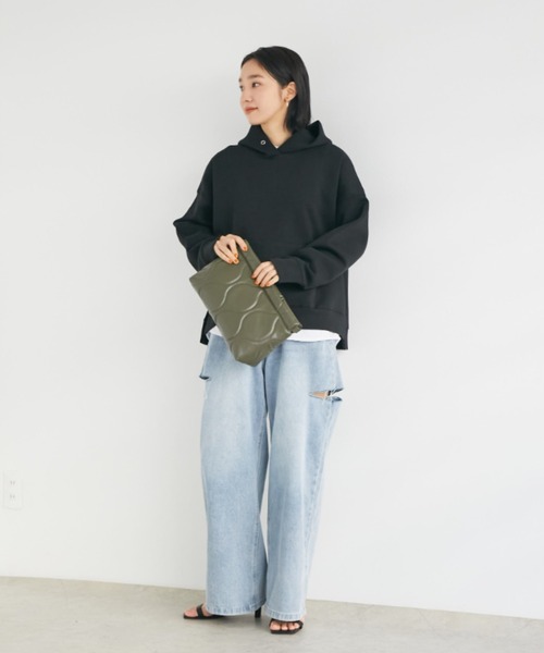 Doux archives（ドゥアルシーヴ）の「［ＷＥＢ限定］ボンディングパーカー×ロングＴシャツ（パーカー・レディース・ブラック/グレー/クリーム/オフホワイト/ラベンダー・FREE）」の12枚目の写真