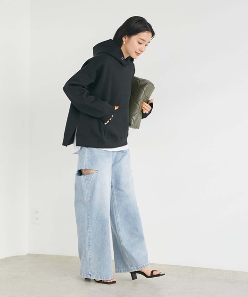 Doux archives（ドゥアルシーヴ）の「［ＷＥＢ限定］ボンディングパーカー×ロングＴシャツ（パーカー・レディース・ブラック/グレー/クリーム/オフホワイト/ラベンダー・FREE）」の8枚目の写真