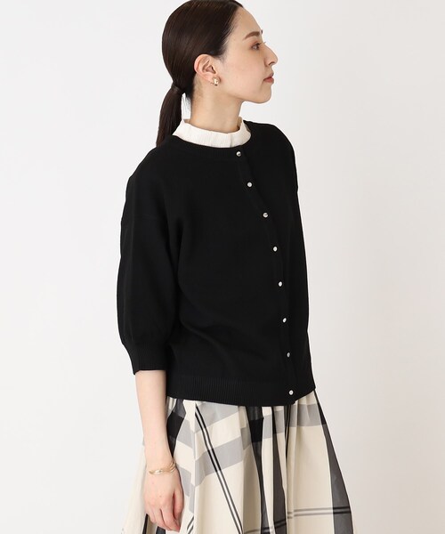 THE SHOP TK （ザ ショップ ティーケー ）の「◆【毛玉になりにくい/洗濯機洗い可】ハーフスリーブカーデ_前後2WAY可（カーディガン/ボレロ・レディース・ブラック/アイボリー/ブルー・13/12）」の8枚目の写真