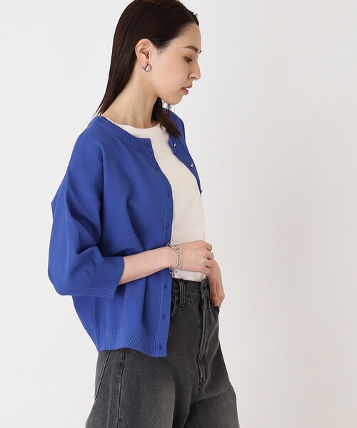 THE SHOP TK （ザ ショップ ティーケー ）の「◆【毛玉になりにくい/洗濯機洗い可】ハーフスリーブカーデ_前後2WAY可（カーディガン/ボレロ・レディース・ブラック/アイボリー/ブルー・13/12）」の12枚目の写真