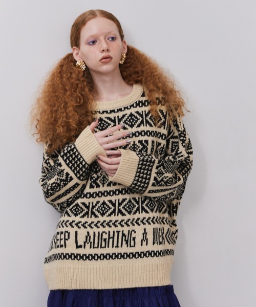 セットアップ対応 カウチン柄ニット（ニット/セーター）｜manana