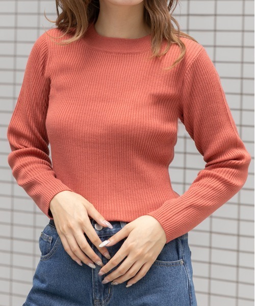 ad thie(アドティエ)の「モックネック ニット(ニット/セーター・レディース・ブラウン/ライトグリーン/ベージュ/ブラック/オフホワイト/オレンジ/パープル・FREE)」の7枚目の写真