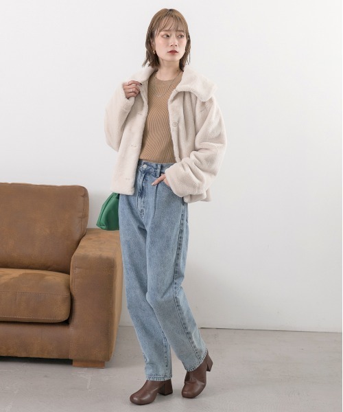 ad thie(アドティエ)の「モックネック ニット(ニット/セーター・レディース・ブラウン/ライトグリーン/ベージュ/ブラック/オフホワイト/オレンジ/パープル・FREE)」の9枚目の写真