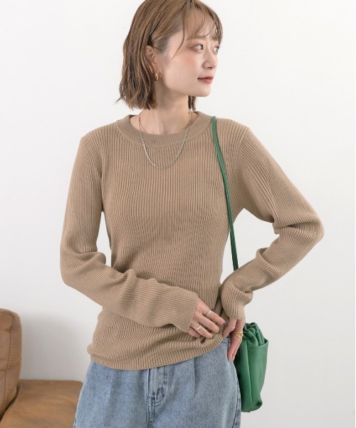 ad thie(アドティエ)の「モックネック ニット(ニット/セーター・レディース・ブラウン/ライトグリーン/ベージュ/ブラック/オフホワイト/オレンジ/パープル・FREE)」の10枚目の写真