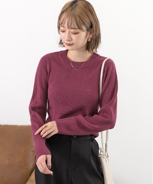 ad thie(アドティエ)の「モックネック ニット(ニット/セーター・レディース・ブラウン/ライトグリーン/ベージュ/ブラック/オフホワイト/オレンジ/パープル・FREE)」の13枚目の写真