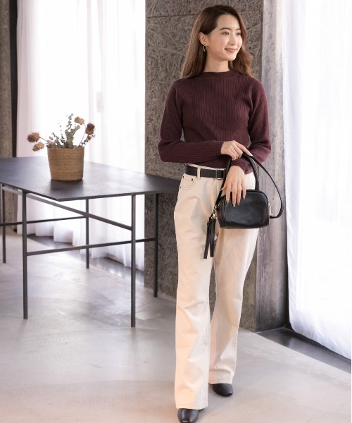 ad thie(アドティエ)の「モックネック ニット(ニット/セーター・レディース・ブラウン/ライトグリーン/ベージュ/ブラック/オフホワイト/オレンジ/パープル・FREE)」の8枚目の写真