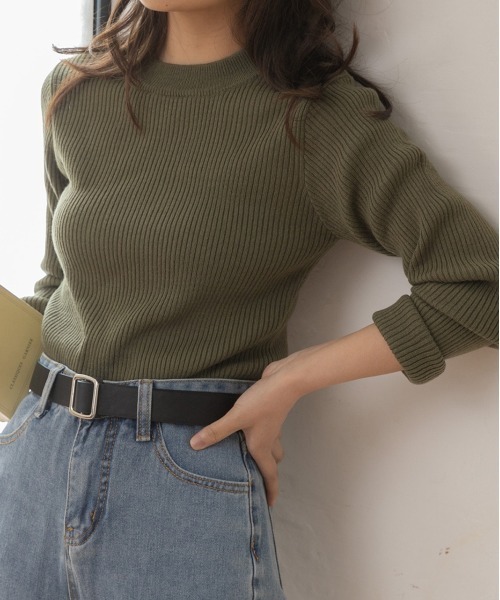 ad thie(アドティエ)の「モックネック ニット(ニット/セーター・レディース・ブラウン/ライトグリーン/ベージュ/ブラック/オフホワイト/オレンジ/パープル・FREE)」の15枚目の写真