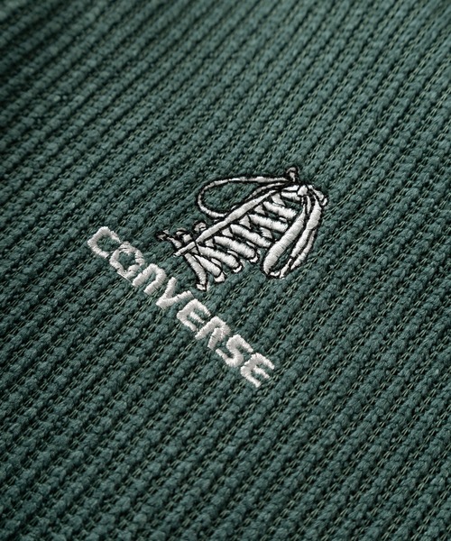 CONVERSE(コンバース)の「【CONVERSE/コンバース】 ワンポイントロゴ&アーチロゴ 刺繍デザイン ケーブルリブ 裏起毛ハーフジップスウェット/ ビッグシルエット(スウェット・レディース・グリーン/ホワイト/ブラック/アイボリー/ベージュ/ネイビー・XL/M/L)」の18枚目の写真