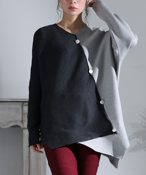 バイカラー切替トップス(ニット/セーター)|Sawa a la mode(サワアラモード)
