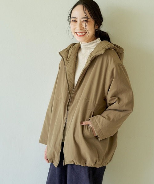 studio CLIP（スタディオクリップ）の「【マシンウォッシャブル/イージーケア】多機能リバーシブルフーディコート（その他アウター・レディース・スモーク/カーキ/ベージュ・FREE）」の6枚目の写真