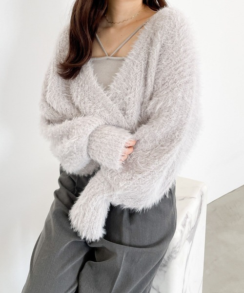 Heather（ヘザー）の「カシュクールSETキャミ2P　985376（ニット/セーター・レディース・オフホワイト/ライトグレー/ピンク・FREE）」の2枚目の写真