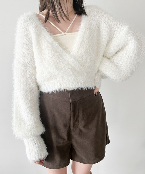 Heather（ヘザー）の「カシュクールSETキャミ2P　985376（ニット/セーター・レディース・オフホワイト/ライトグレー/ピンク・FREE）」の5枚目の写真