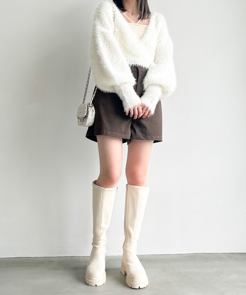 Heather（ヘザー）の「カシュクールSETキャミ2P　985376（ニット/セーター・レディース・オフホワイト/ライトグレー/ピンク・FREE）」の8枚目の写真