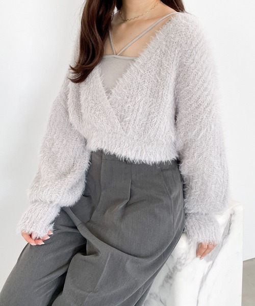 Heather（ヘザー）の「カシュクールSETキャミ2P　985376（ニット/セーター・レディース・オフホワイト/ライトグレー/ピンク・FREE）」の11枚目の写真