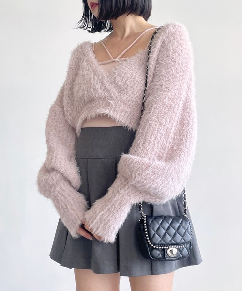 Heather（ヘザー）の「カシュクールSETキャミ2P　985376（ニット/セーター・レディース・オフホワイト/ライトグレー/ピンク・FREE）」の16枚目の写真