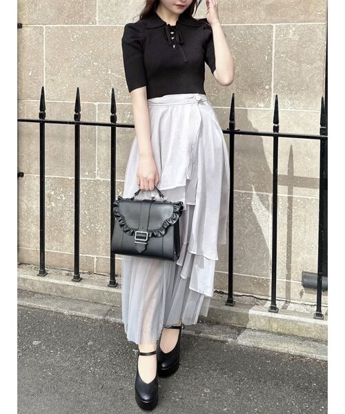 EATME(イートミー)の「ベルテッドフリルフラップバッグ(ショルダーバッグ・レディース・ベージュ/ブラック・FREE)」の15枚目の写真