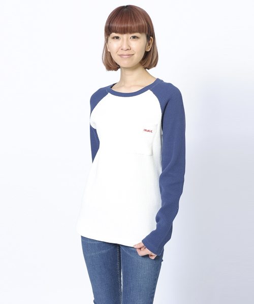 X-girl（エックスガール）の「WAFFLE B/B TEE（Tシャツ/カットソー・レディース・ホワイト/アッシュ/ネイビー・1/2）」の9枚目の写真