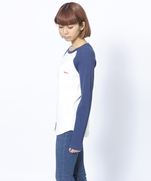 X-girl（エックスガール）の「WAFFLE B/B TEE（Tシャツ/カットソー・レディース・ホワイト/アッシュ/ネイビー・1/2）」の10枚目の写真