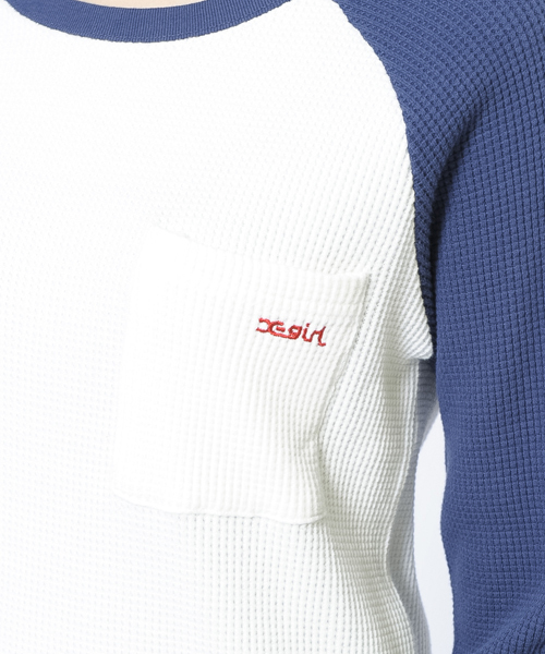 X-girl（エックスガール）の「WAFFLE B/B TEE（Tシャツ/カットソー・レディース・ホワイト/アッシュ/ネイビー・1/2）」の12枚目の写真