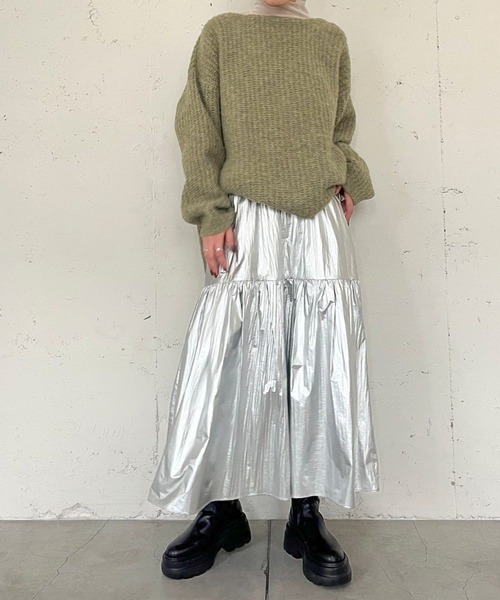 LOWRYS FARM(ローリーズファーム)の「アソートギャザーロングスカート 989257(スカート・レディース・ブラック/シルバー/チャコールグレー/グリーン・FREE)」の5枚目の写真