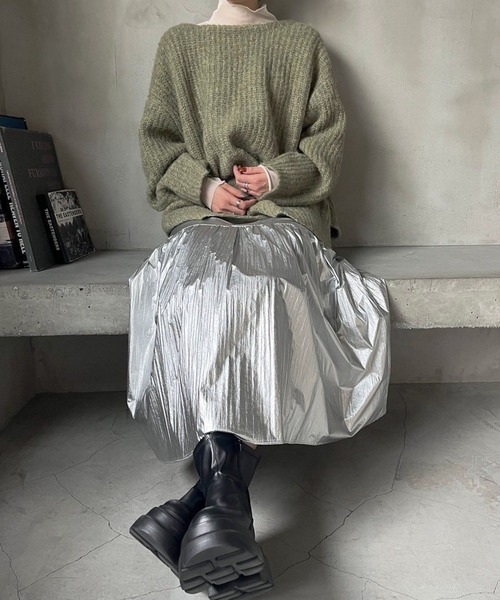 LOWRYS FARM(ローリーズファーム)の「アソートギャザーロングスカート 989257(スカート・レディース・ブラック/シルバー/チャコールグレー/グリーン・FREE)」の8枚目の写真