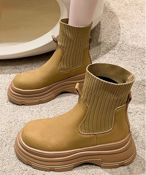 Chick（チック）の「▲SOCKS BOOTS / ソックスブーツ（ブーツ・レディース・ブラウン/ブラック・23/23.5/24）」の4枚目の写真