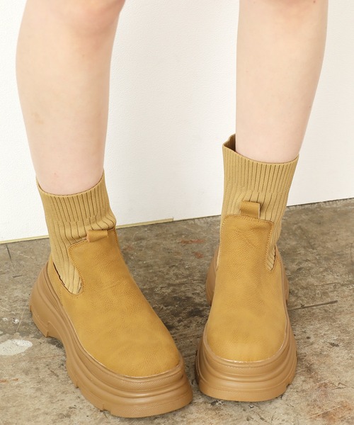 Chick（チック）の「▲SOCKS BOOTS / ソックスブーツ（ブーツ・レディース・ブラウン/ブラック・23/23.5/24）」の11枚目の写真