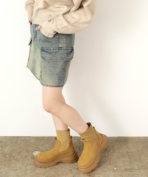 Chick（チック）の「▲SOCKS BOOTS / ソックスブーツ（ブーツ・レディース・ブラウン/ブラック・23/23.5/24）」の6枚目の写真