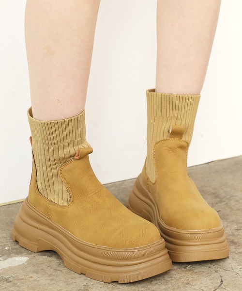 Chick（チック）の「▲SOCKS BOOTS / ソックスブーツ（ブーツ・レディース・ブラウン/ブラック・23/23.5/24）」の18枚目の写真