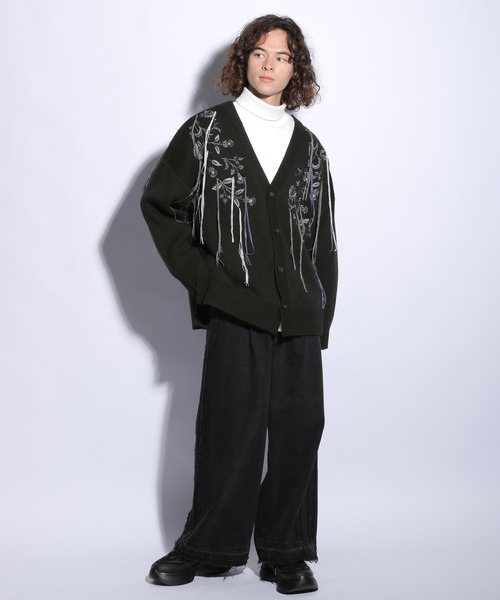 HARE（ハレ）の「ドロップシシュウモチーフカーディガン(HARE)（カーディガン/ボレロ・メンズ・グレー/ブラック・FREE）」の3枚目の写真