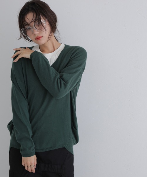 ElegChic(エレグシック)の「Vネックサイド タック セーター(ニット/セーター・レディース・ダークグリーン/ベージュ系その他/ブラック/バーガンディー/オフホワイト・4L/XL/M)」の11枚目の写真