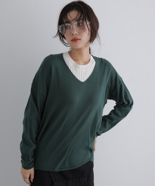 ElegChic(エレグシック)の「Vネックサイド タック セーター(ニット/セーター・レディース・ダークグリーン/ベージュ系その他/ブラック/バーガンディー/オフホワイト・4L/XL/M)」の13枚目の写真