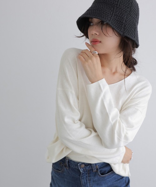 ElegChic(エレグシック)の「Vネックサイド タック セーター(ニット/セーター・レディース・ダークグリーン/ベージュ系その他/ブラック/バーガンディー/オフホワイト・4L/XL/M)」の16枚目の写真